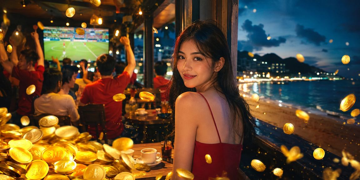 Người dùng tại Vũng Tàu đăng nhập tài khoản casino trên điện thoại trong quán cà phê